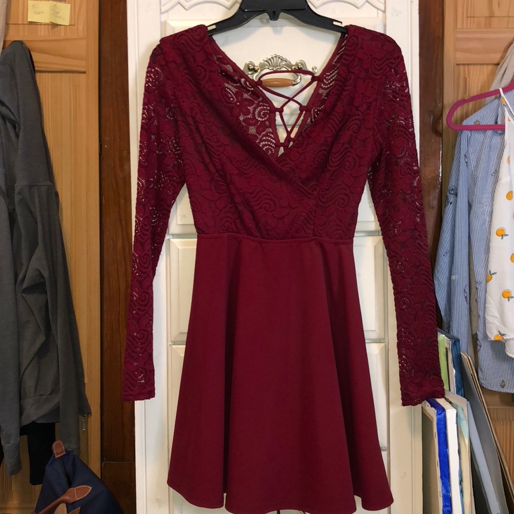 Romantic wrap red skater dress